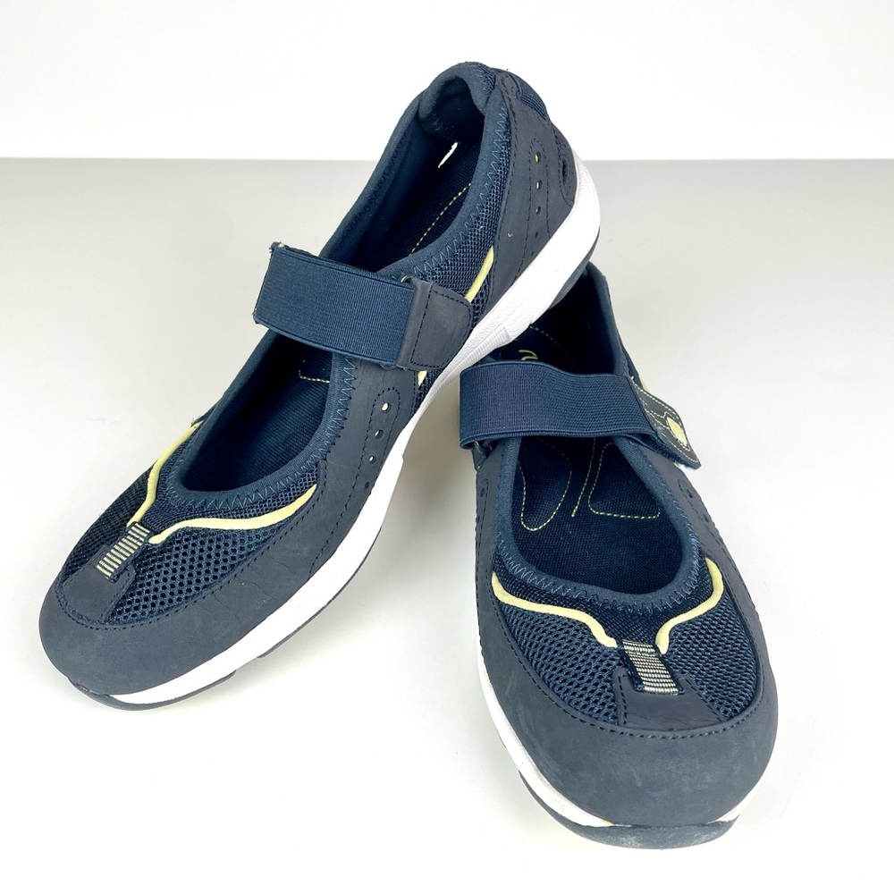 Ryka Size 9W Jazze Women's Mary Style Jane Navy & Yellow Slip On Sneakers